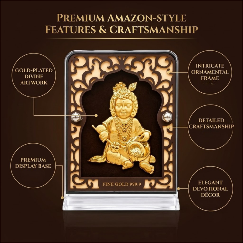 Bal Gopal Gold Plated Photo Frame (7 × 9 in)