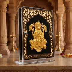 Goddess Lakshmi Gold Plated Photo Frame (9 × 11.5 in)