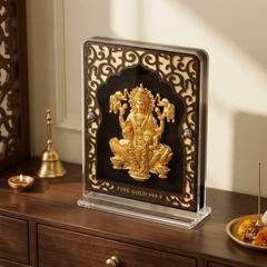 Goddess Lakshmi Gold Plated Photo Frame (9 × 11.5 in)