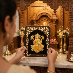 Goddess Lakshmi Gold Plated Photo Frame (9 × 11.5 in)