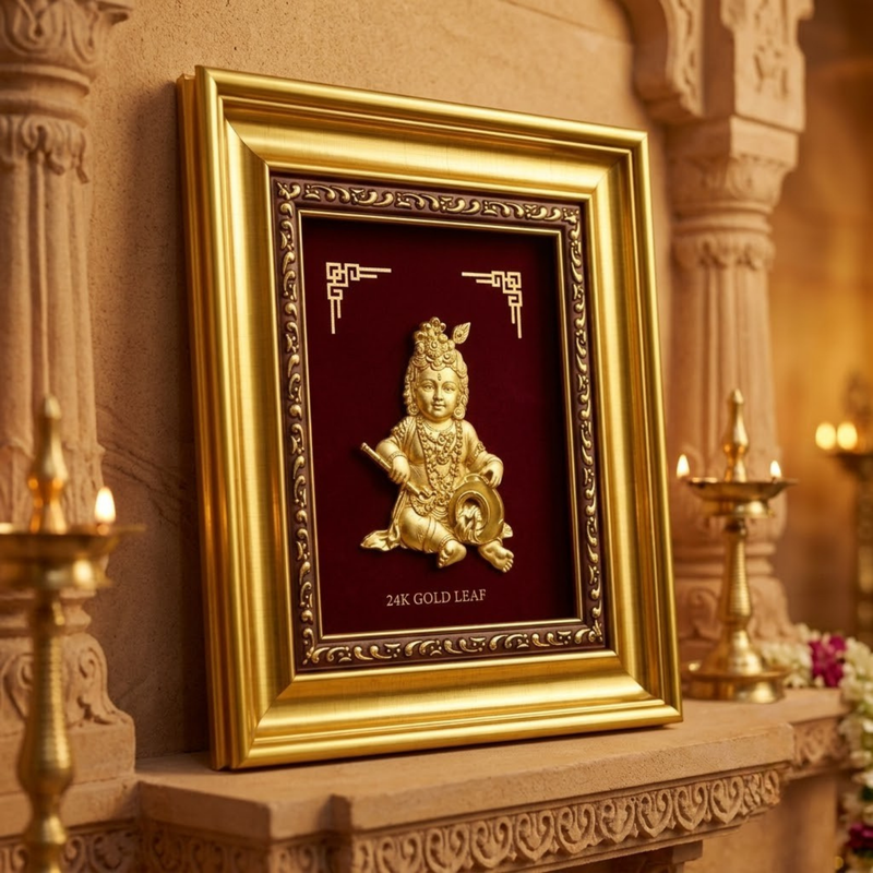 Bal Gopal Gold Plated Photo Frame (12.5 × 15 in)