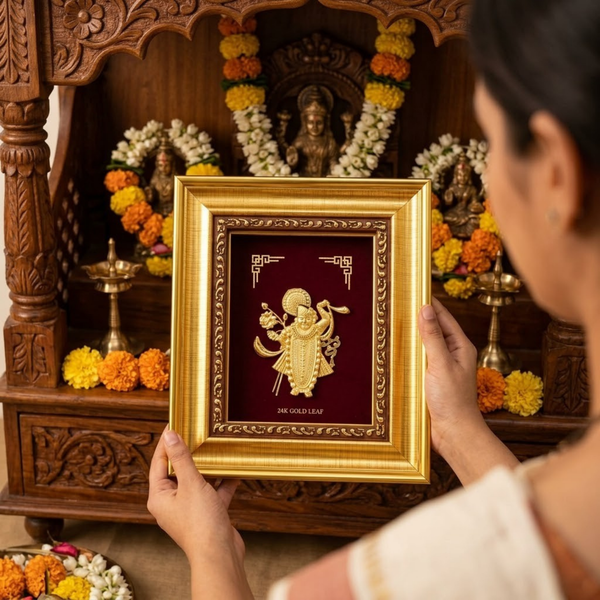 Shrinath Ji Gold Plated Photo Frame (12.5 × 15 in)