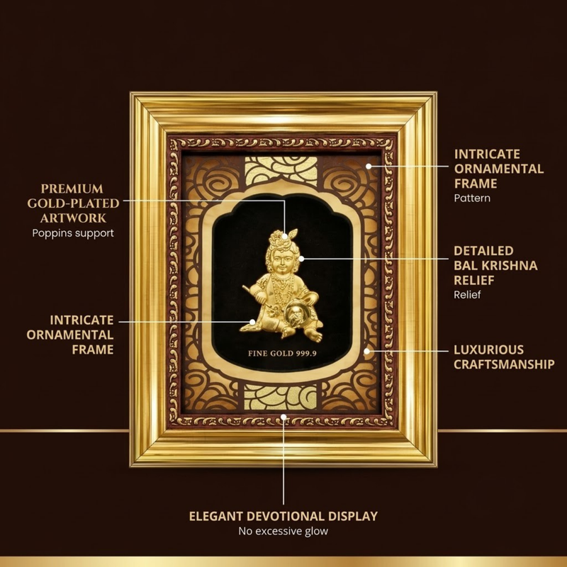Bal Gopal Gold Plated Photo Frame (15 × 18 in)