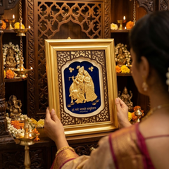 Radha Krishna Gold Plated Photo Frame (25 × 32 in)