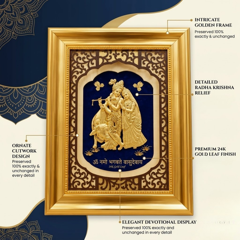 Radha Krishna Gold Plated Photo Frame (25 × 32 in)