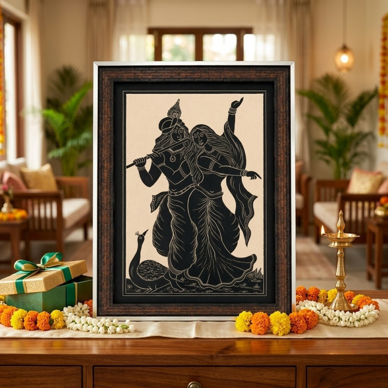 Yashoda with Bal Krishna Ceramic Etching Painting Photo Frame (14x20 Inch)