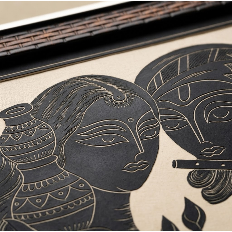 Yashoda with Bal Krishna Ceramic Etching Painting Photo Frame (14x20 Inch)