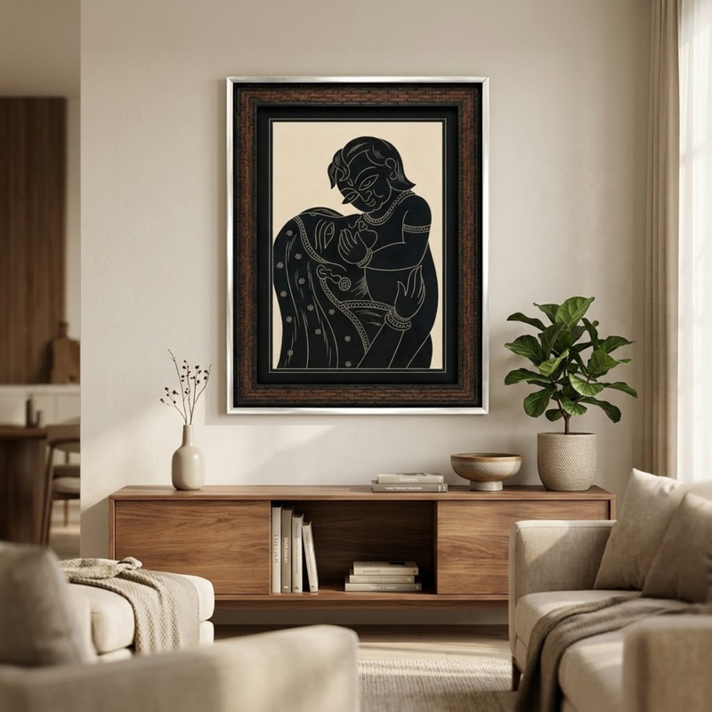 Yashoda with Bal Krishna Ceramic Etching Painting Photo Frame (14x20 Inch)