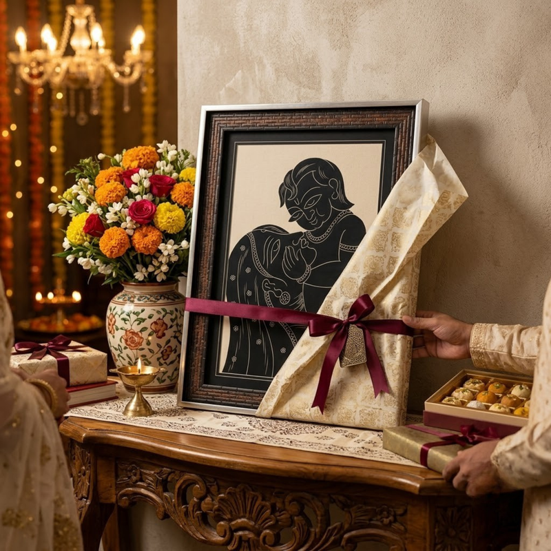 Yashoda with Bal Krishna Ceramic Etching Painting Photo Frame (14x20 Inch)