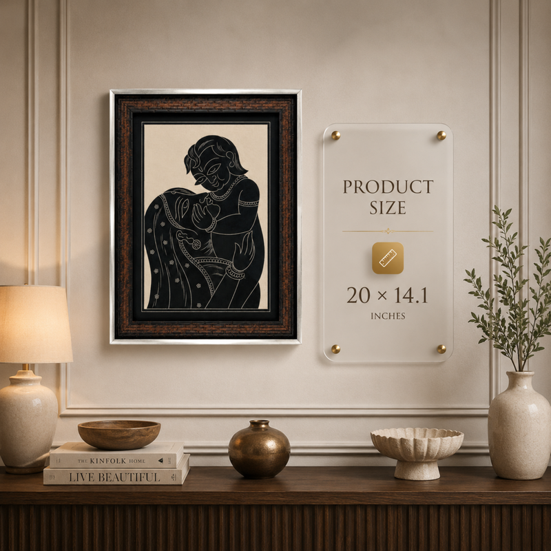 Yashoda with Bal Krishna Ceramic Etching Painting Photo Frame (14x20 Inch)