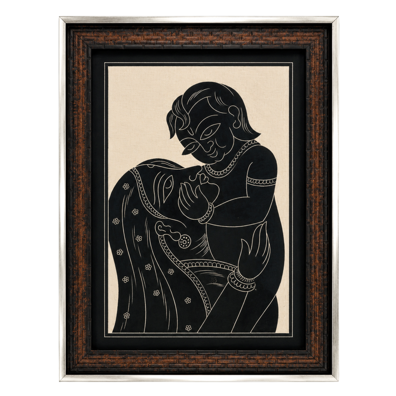 Radha Krishna Ceramic Etching Painting Photo Frame (14x20 Inch)