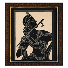 Lord Krishna Ceramic Etching Painting Photo Frame (11x9 Inch)