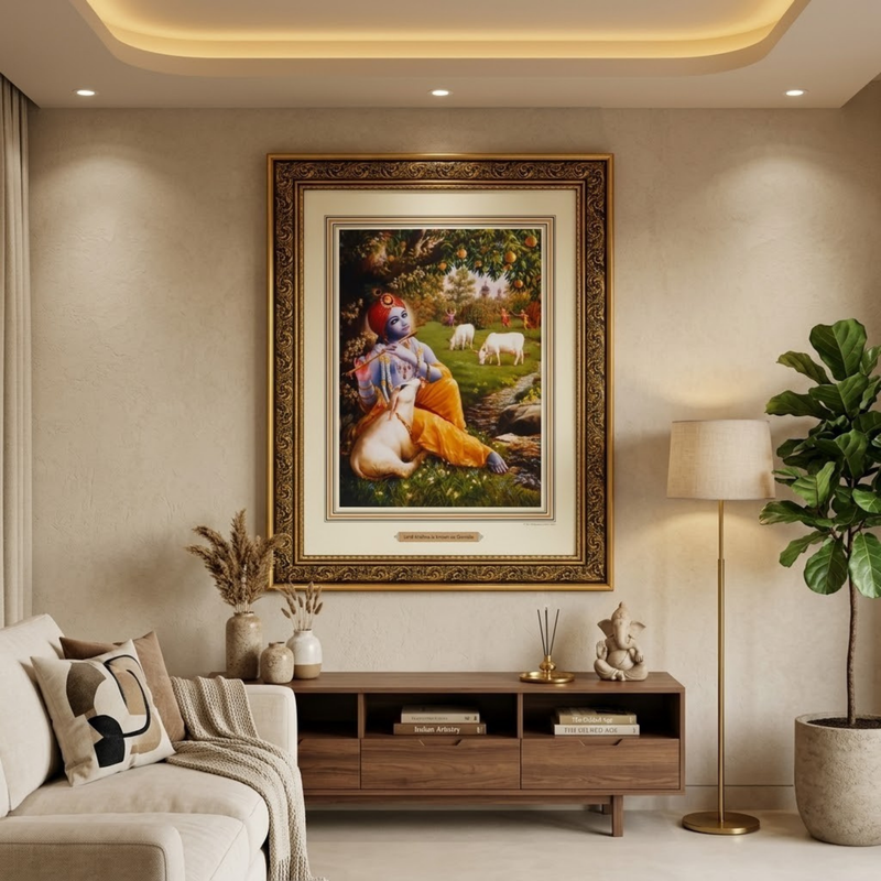 Vraja Govinda with Divine Cow Painting Frame