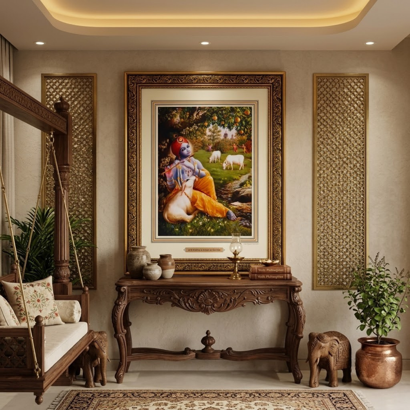 Vraja Govinda with Divine Cow Painting Frame