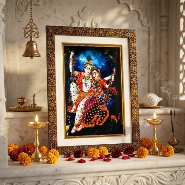 Bankey Bihari Ji Double Layered Wooden Photo Frame