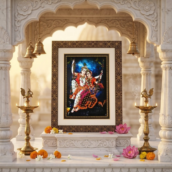 Bankey Bihari Ji Double Layered Wooden Photo Frame
