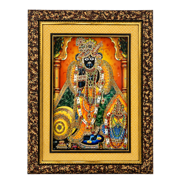 Bankey Bihari Ji Double Layered Wooden Photo Frame