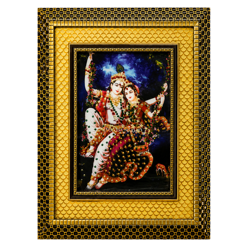 Radha Krishna Premium Double Layered Wooden Photo Frame