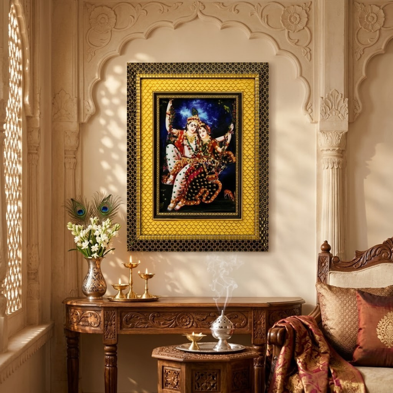 Radha Krishna Premium Double Layered Wooden Photo Frame