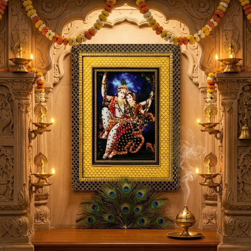 Radha Krishna Premium Double Layered Wooden Photo Frame