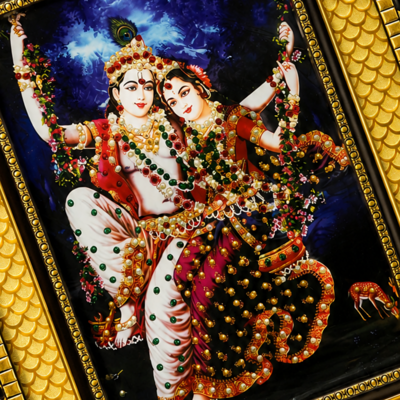 Radha Krishna Premium Double Layered Wooden Photo Frame