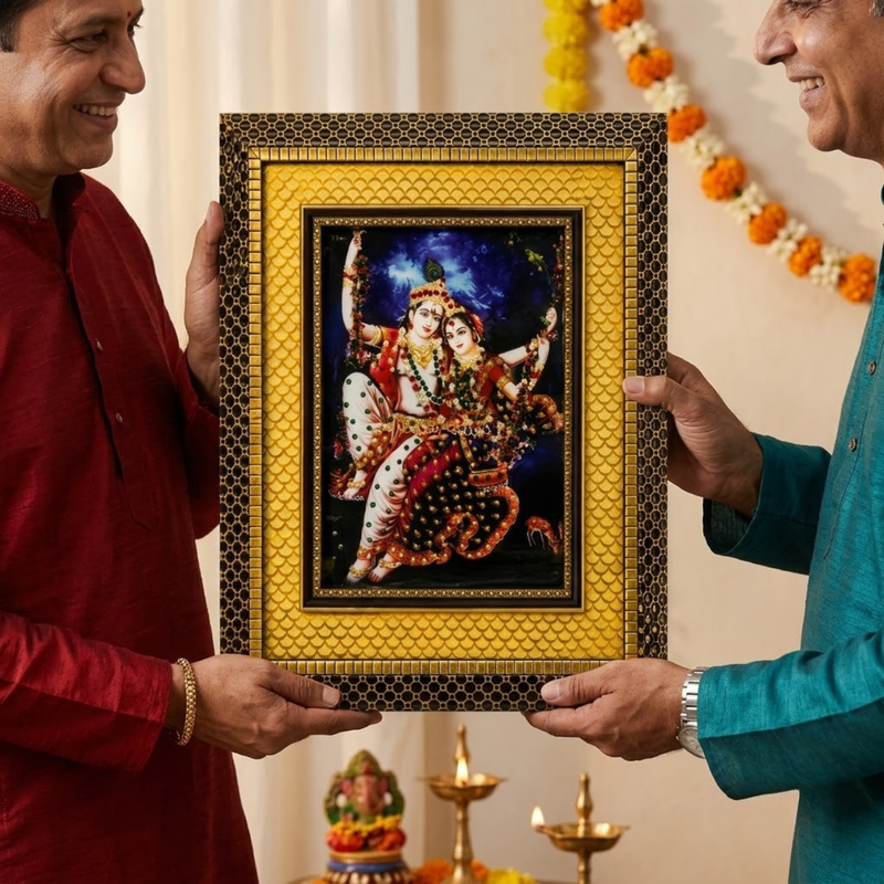 Radha Krishna Premium Double Layered Wooden Photo Frame