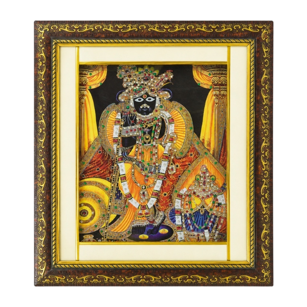 Bankey Bihari Ji Premium Double Layered Wooden Photo Frame