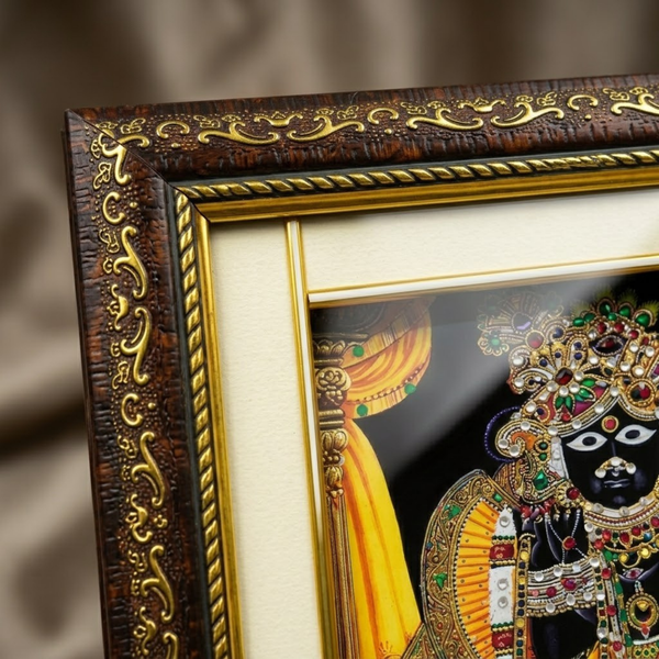 Bankey Bihari Ji Premium Double Layered Wooden Photo Frame
