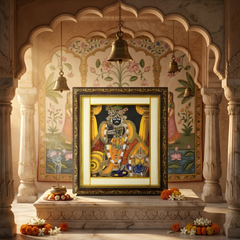 Bankey Bihari Ji Premium Double Layered Wooden Photo Frame