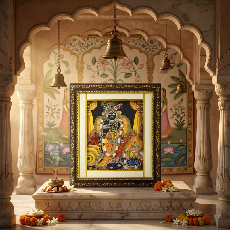 Bankey Bihari Ji Premium Double Layered Wooden Photo Frame