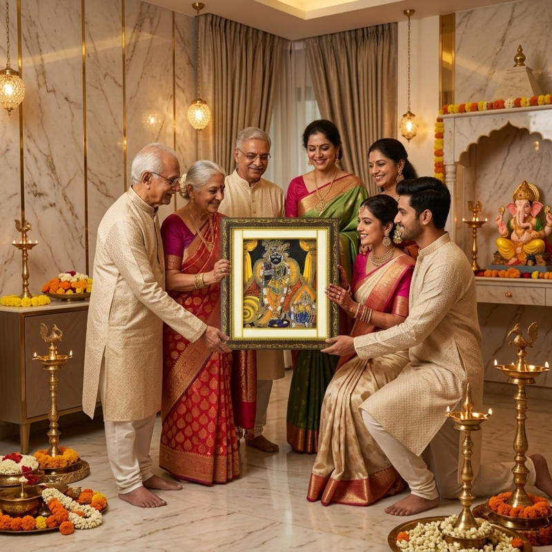 Bankey Bihari Ji Premium Double Layered Wooden Photo Frame