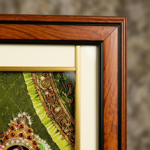 Radha Krishna Stone Studded Wooden Photo Frame