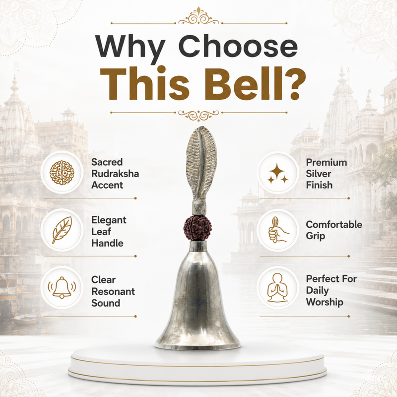 Silver Leaf Puja Bell