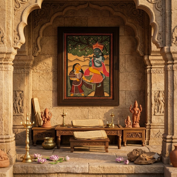 Radha Krishna Pata Chitra - Colored