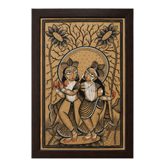 Radha Krishna Pata Chitra Black & White
