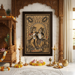 Radha Krishna Pata Chitra Black & White