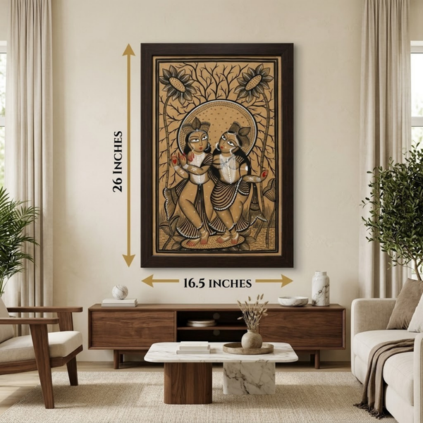 Radha Krishna Pata Chitra Black & White