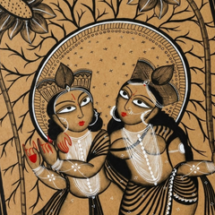 Radha Krishna Pata Chitra Black & White