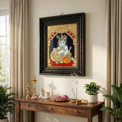 Butter Krishna Tanjore Gold Foil Painting