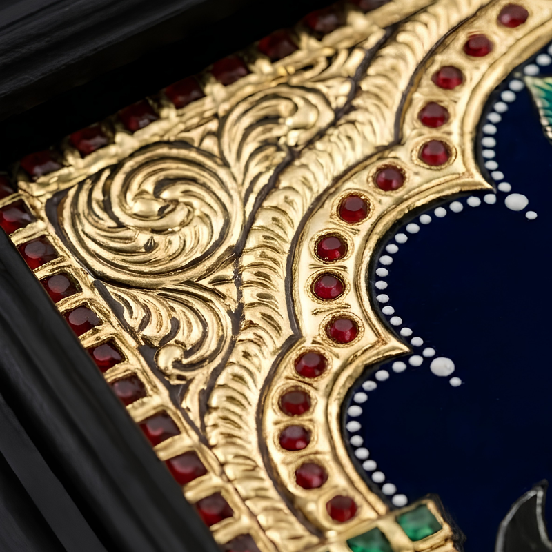 Cow Krishna Tanjore Gold Foil Painting