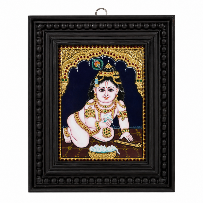 Butter Krishna Tanjore Gold Foil Painting