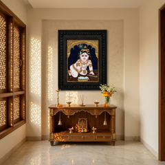 Butter Krishna Tanjore Gold Foil Painting