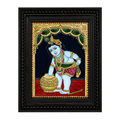 Butter Pot Krishna Tanjore Gold Foil Painting