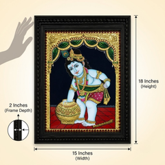 Butter Pot Krishna Tanjore Gold Foil Painting