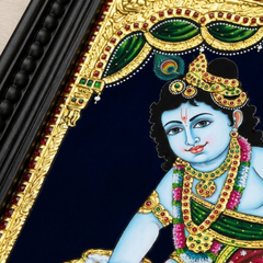 Butter Pot Krishna Tanjore Gold Foil Painting