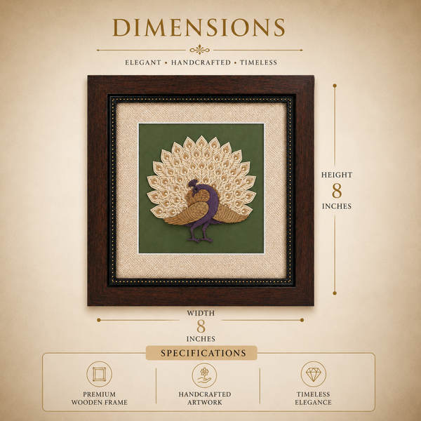 Dancing Peacock Wood Inlay Photo Frame