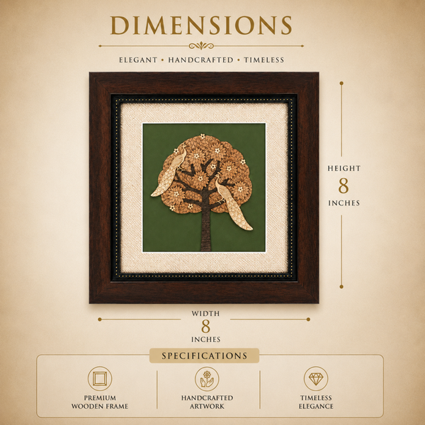 Peacock on Tree Wood Inlay Photo Frame