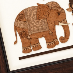 Twin Elephant Wood Inlay Photo Frame