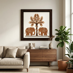 Twin Elephant Wood Inlay Photo Frame