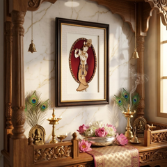 Lord Krishna Wood Inlay Photo Frame